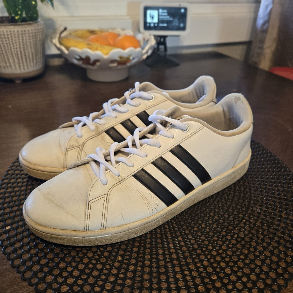 Adidas Men's Classic White and Black Sneakers 11 Grand Court Shoes Stripe